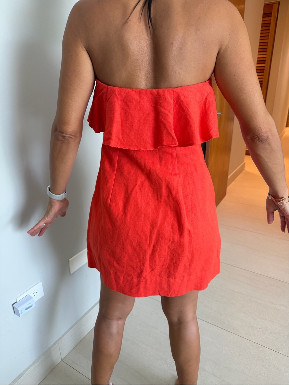 Strapless Coral Ruffle Sundress - Picture 9 of 12
